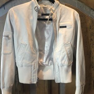 White Members only bomber jacket